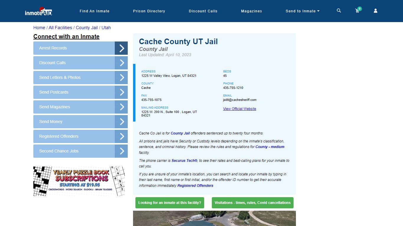Cache County UT Jail - Inmate Locator - Logan, UT